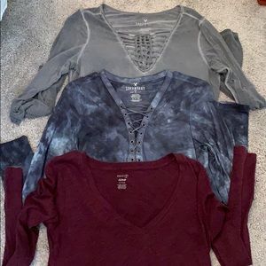 American Eagle long sleeve V-necks
